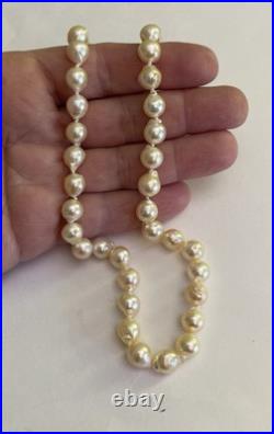 Vintage 14K Yellow Gold Pearl Necklace & Earring Set