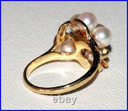 Vintage 14K Yellow Gold Ring Sz. 6.25 set w. 6x Cultured Pearls (SaR) #18
