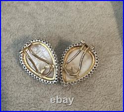 Vintage 14k Gold 8mm Pearl Necklace w Mabe & Diamond Enhancer & Earrings Set