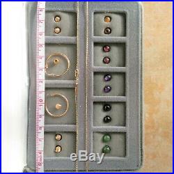 Vintage 14k Gold Add A Bead Multi-stone Necklace & Earrings Set
