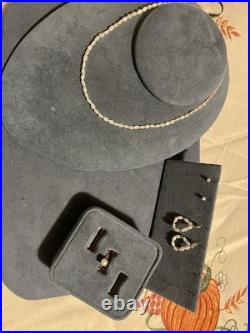 Vintage 14k Gold And Pearl Jewelry Set- Earrings, Necklace, And Ring 10 Grams