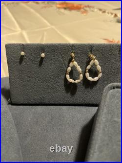 Vintage 14k Gold And Pearl Jewelry Set- Earrings, Necklace, And Ring 10 Grams