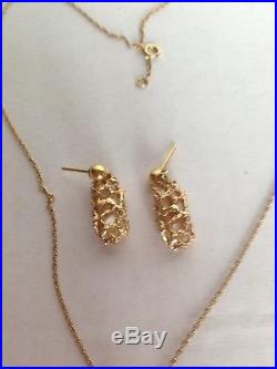 Vintage 14k Gold Baroque Pearl Earrings and Pendant Set 7.3 gr