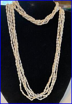 Vintage 14k Gold Filigree Clasp 5 Strand Freshwater Pearl Necklace Bracelet Set