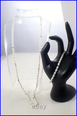 Vintage 14k Gold Freshwater Rice Pearl Gold Bead Necklace and Bracelet Set