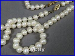 Vintage 14k Gold Genuine 6x7mm Oval Pearl Necklace & Bracelet Set