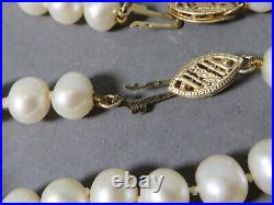 Vintage 14k Gold Genuine 6x7mm Oval Pearl Necklace & Bracelet Set