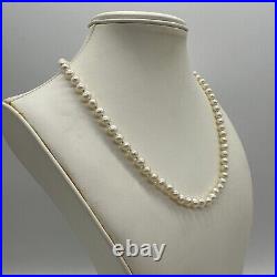 Vintage 14k Gold Hand Knotted Retro Cultured Pearl Necklace & Bracelet Set