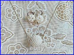 Vintage 14k Gold Pearl Necklace & Earrings Set Cultured Pearls, Estate Jewelry