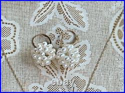 Vintage 14k Gold Pearl Necklace & Earrings Set Cultured Pearls, Estate Jewelry