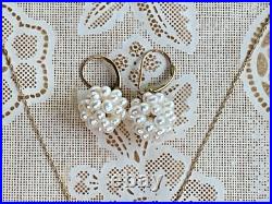 Vintage 14k Gold Pearl Necklace & Earrings Set Cultured Pearls, Estate Jewelry