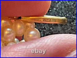 Vintage 14k Gold Pearl Necklace & Earrings Set Cultured Pearls, Estate Jewelry