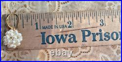 Vintage 14k Gold Pearl Necklace & Earrings Set Cultured Pearls, Estate Jewelry