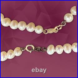 Vintage 14k SOLID Yellow Gold Findings Strand Pearls Necklace Bracelet Set Pearl