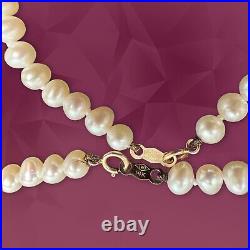 Vintage 14k SOLID Yellow Gold Findings Strand Pearls Necklace Bracelet Set Pearl