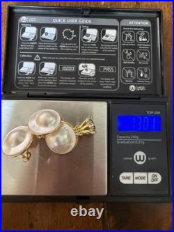 Vintage 14k Yellow Gold 2cm 10mm Mabe White Pearl Pendant And Earrings Set RARE Vintage 14k Yellow Gold 2cm 10mm Mabe White Pearl Pendant And Earrings Set RARE