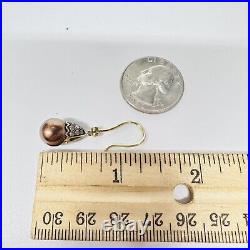 Vintage 14k Yellow Gold. 48cts Diamond Chocolate Pearl Earrings & Pendant Set