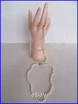 Vintage 14k Yellow Gold Cultured Pearl Deco Style Bracelet & Necklaces Set, IWI