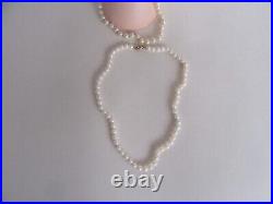 Vintage 14k Yellow Gold Cultured Pearl Deco Style Bracelet & Necklaces Set, IWI