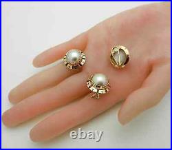 Vintage 14k Yellow Gold EARRINGS & RING Jewelry SET with MABE PEARL 12 grams