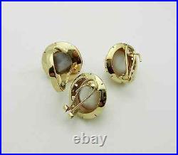 Vintage 14k Yellow Gold EARRINGS & RING Jewelry SET with MABE PEARL 12 grams