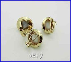 Vintage 14k Yellow Gold EARRINGS & RING Jewlry SET with MABE PEARL
