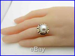 Vintage 14k Yellow Gold EARRINGS & RING Jewlry SET with MABE PEARL