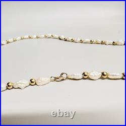 Vintage 14k Yellow Gold Freshwater Pearl Beaded Necklace and Bracelet Set