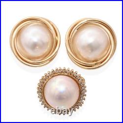 Vintage 14k Yellow Gold Mabe Pearl Jewelry Set Vintage 14k Yellow Gold Mabe Pearl Jewelry Set