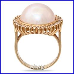 Vintage 14k Yellow Gold Mabe Pearl Jewelry Set Vintage 14k Yellow Gold Mabe Pearl Jewelry Set