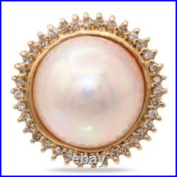 Vintage 14k Yellow Gold Mabe Pearl Jewelry Set Vintage 14k Yellow Gold Mabe Pearl Jewelry Set