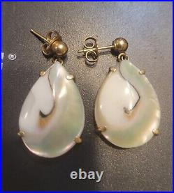 Vintage 14k Yellow Gold Mother of Pearl Earrings High End European Beautiful Set