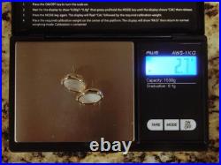 Vintage 14k Yellow Gold Oval Bezel Set Mother Of Pearl Post Earrings 2.7 Grams