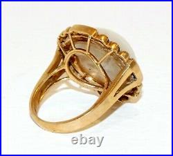 Vintage 14k Yellow Gold Ring Sz. 5 set w. Mabe Pearl & 12x Diamonds (GoH)#11a