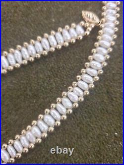 Vintage 14k gold bead and clasp baroque pearl necklace bracelet and earring set