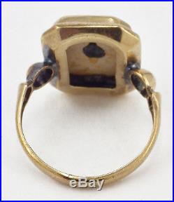 Vintage 1940s 10K Yellow Gold Enamel Eastern Star Ring Mother-of-Pearl Setting