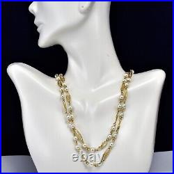 Vintage 1960s Faux Pearl Gold Tone Trifari 2 layer Necklace Bracelet Set