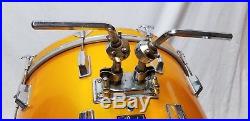 Vintage 1970s Pearl Wood Fiberglass Gold 22 x 14 Depth Drum Set Bass Drum