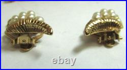 Vintage 3 pc Napier Gold Tone Faux Pearl Jewelry Set Necklace Bracelet & ER's
