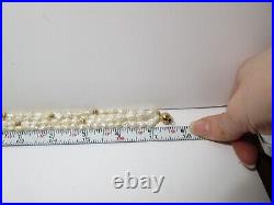 Vintage 4 Strand Rice Pearls Necklace & Bracelet Set 14k Gold Accents Clasp