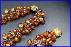 Vintage 40's Crackle Glass Cluster Beads Designer High End Necklace Bracelet Set