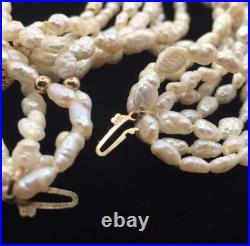 Vintage 8-Strand 14K Gold Clasp Genuine Freshwater Rice Pearl Necklace+Bracelet Vintage 8-Strand 14K Gold Clasp Genuine Freshwater Rice Pearl Necklace+Bracelet