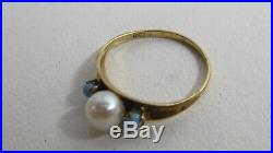 Vintage 9 Ct Gold Ring With Pearl Turquoise Setting