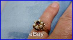 Vintage 9ct Gold Ring Set With Ruby And Pearls N9972