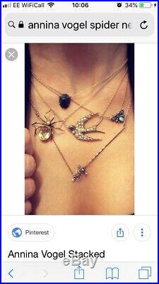 Vintage 9ct Rose Gold Citrine & Pearl Set Spider Necklace