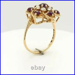 Vintage Amethyst & Cultured Pearl Cluster Ring Set in 9ct Yellow Gold