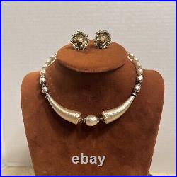 Vintage & Antique 1920's Miriam Haskell Pearl Choker & Earrings Set First Design
