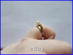 Vintage / Antique 9 Carat Rose Gold Pearl Ring Unusual Setting Size 1 1/2 G566