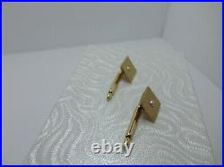 Vintage Art Deco Brushed 14K Solid Gold White Seed Pearl Tuxedo Shirt Stud