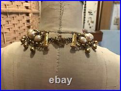 Vintage Bold Gold Baroque Pearl Glamour Necklace Bracelet Set 1950's /1980's